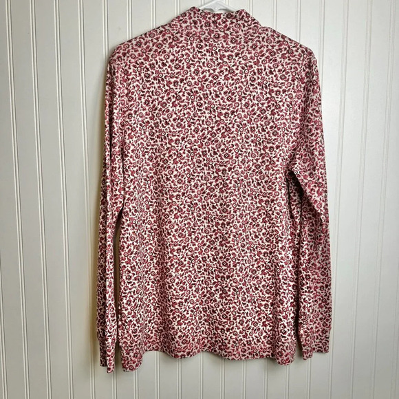 Land's End Red Floral Mock Neck Long Sleeve Top large tall N20 - Picture 4 of 4